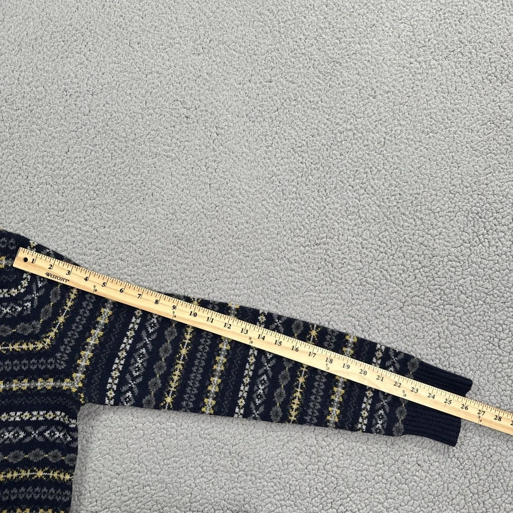 Banana Republic Sweater Men Medium Blue Fair Isle Striped Italian Yarn Wool